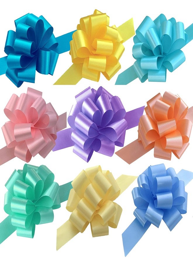 GiftWrap Etc. Easter Gift Basket Pull Bows - 5" Wide, Set of 9, Pink, Green, Blue, Lavender, Yellow, Spring, Pastel Decor, Baby Shower, Birthday, Presents, Wreath, Swag, Decoration, Classroom, Christmas - Image 1